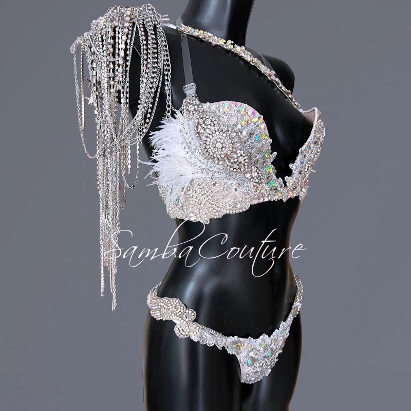 Samba Couture Silver White WBFF Crystal Bikini
